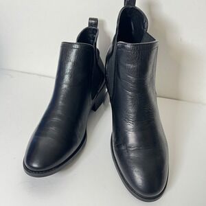 Steve Madden Womens Black Leather Chelsea Ankle Boots Almond Toe Dicey Size 10M